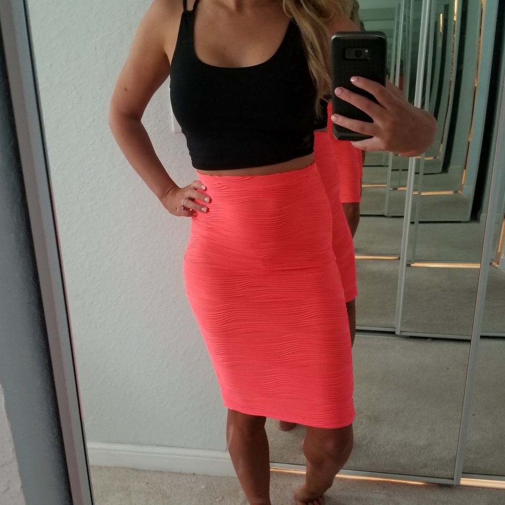 Coral Pencil Skirt